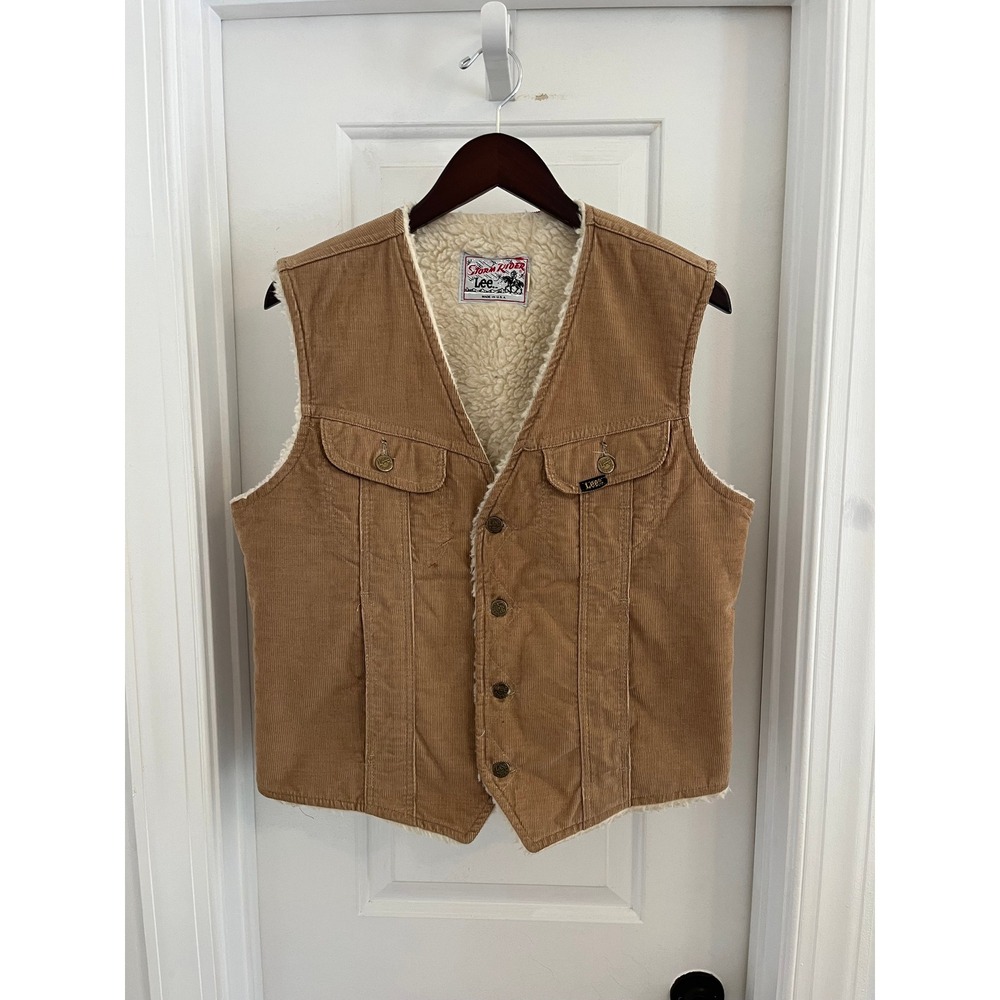 Vintage Lee Storm Rider Corduroy Sherpa Lined Vest